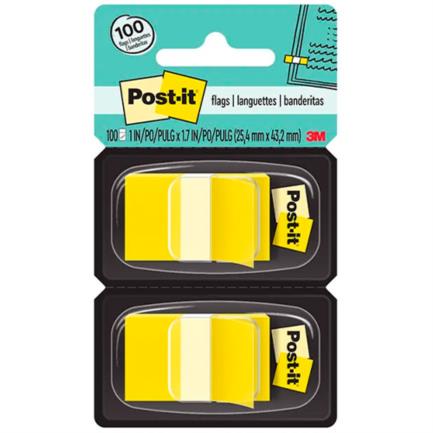 Banderitas 3m 680-yw2 amarillo estuche doble con 50 c/u. caja c/6 estuches