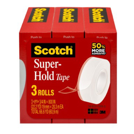 Cinta scotch 3m super adhesiva 0.19 x 25.4 mts c/3 piezas