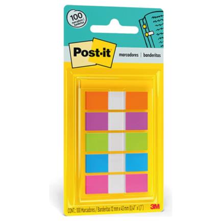 Banderitas 3m post-it 683-5cb autoadheribles ne&oacute;n 12mmx43mm 5 blocks c/20 banderitas