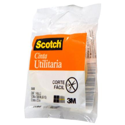 Cinta scotch 3m utilitaria 508 en bolsa 12mmx33m