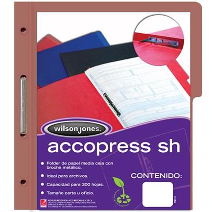 Carpeta acco press mc papel carta color caoba c/10 pzas