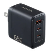 Cargador de USB Adata de Pared 65W con 2 Puertos Tipo C y 1 Puerto USB a Enchufe Plegable colo Negro - Vista 4