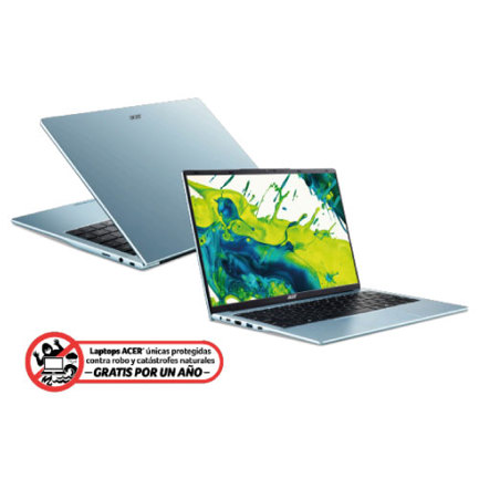 Laptop acer lite 14 ips wuxga 300 nits core i3 n355 8gb ram 512 ssd 1y garantía