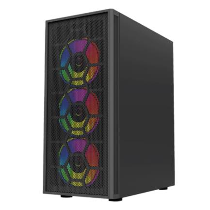 Gabinete gamer balam rush media torre dragonfly ii mesh gm740 atx panel izq cristal frente malla usb 3.0/4fan rgb negro