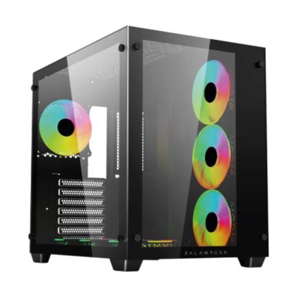 Gabinete gamer balam rush media torre tank pro gm930 max atx panel izq cristal frente cristal usb/4fan rgb hub negro