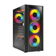 Gabinete Gamer Compact Media Torre Dragonfly Perform Aircool GM590AB Panel Izq Cristal + Frente Mesh / Negro - Vista 2