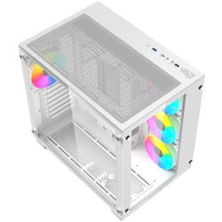 Gabinete Gamer Balam Rush Media Torre Tank Pro GM930 Max ATX Panel Izq Cristal Frente Cristal USB/4Fan RGB HUB Blanco - Vista 7