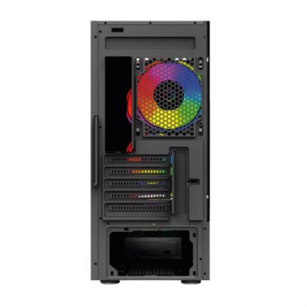 Gabinete Gamer Balam Rush Micro Torre Nyx GI730 Max MB M-ATX Panel Izq Cristal Frente Sólido USB 3.0/3xFan RGB Negro