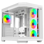 Gabinete Gamer Balam Rush Media Torre Tank Master 9600TB Max MB ATX Ultra Wides/USB-C/USB 3/Audio Fan ARGB Blanco - Vista 8