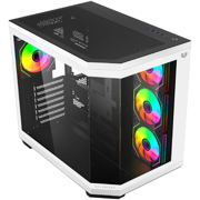 Gabinete Gamer Balam Rush Media Torre Tank Master 9600TB Max MB ATX Ultra Wides/USB-C/USB 3/Audio Fan ARGB Blanco- Negro - Vista 7