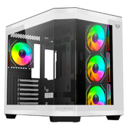 Gabinete Gamer Balam Rush Media Torre Tank Master 9600TB Max MB ATX Ultra Wides/USB-C/USB 3/Audio Fan ARGB Blanco- Negro - Vista 5