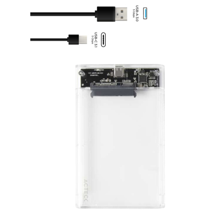 Gabinete Acteck de Disco Duro Armor Clear HC440 2.5 SATA USB 3.0 Blanco - Artículos Promocionales MAS RECIO