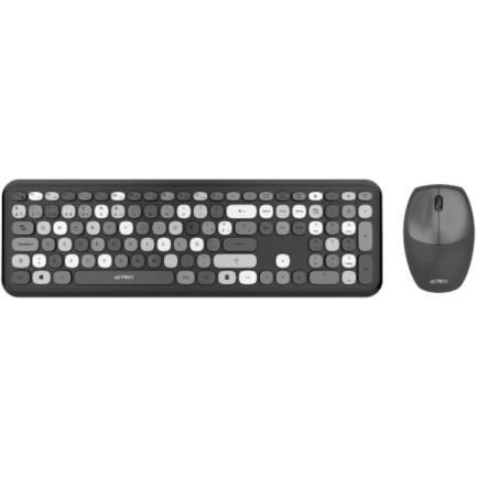 Kit Teclado Y Mouse Acteck Creator Chic Colors Mk475 Inalámbrico 2xbaterías Aaa Incluidas Color Gris