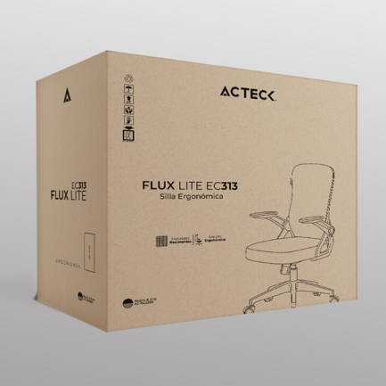 Silla de Oficina Acteck Flux Lite EC313/Soporta 100 kg Mecanismo Mariposa Inclinación 120/Reposabrazos 90/Ngo-Gris 3