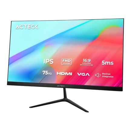 Monitor plano acteck 24.5 ips captive vivid sp245/fhd/75hz/vesa 75mm/advanced negro