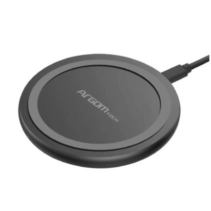 Cargador inal&aacute;mbrico argomtech 10w carga r&aacute;pida 90x90x10mm micro usb cable 1.2m color negro