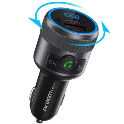 Kit manos libres argomtech para auto spectro t1 bluetooth pantalla led dos puertos de carga r&aacute;pida 42 w usb color negro