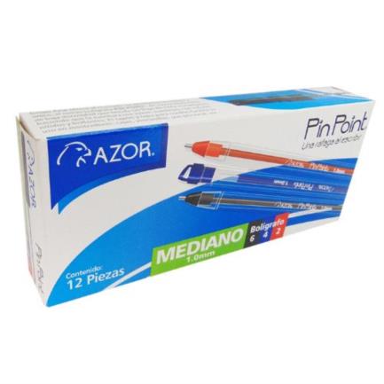 Bol&iacute;grafo azor pin point mediano 1.0mm surtido caja c/12