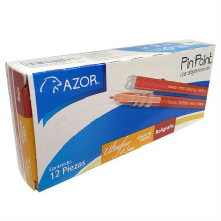 Boligrafo azor pin point ultrafino redondo punta aguja fina 0.5 mm color rojo c/12