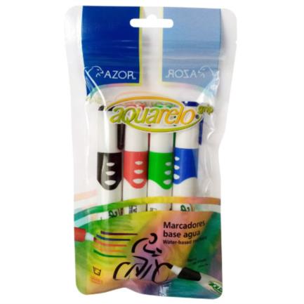 Marcador aquarelo grip colores surtidos estuche c/4 pzas