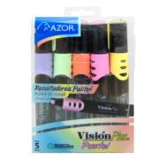 Marcador Resaltador Visión Plus Pastel Redondo Punta Cincel Colores Surtidos C/5 Pzas - Vista 3