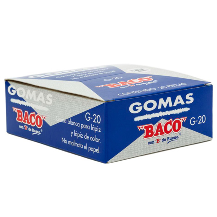 Borrador baco blanco p/lapiz grande c/20