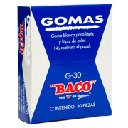 BORRADOR BACO BLANCO P/LAPIZ MEDIANO C/30 BORRADORES - Vista 4