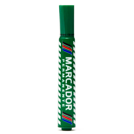 Marcador baco permanente plastico verde c/12