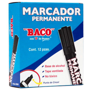 MARCADOR BACO PERMANENTE TUBO ALUMINIO NEGRO C/12 - Vista 6