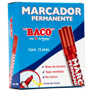 MARCADOR BACO PERMANENTE TUBO ALUMINIO ROJO PQTE/12 - Vista 6