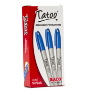 Marcador Baco Tatoo Permanente Punto Fino Color Azul C/10 Pzas - Vista 4