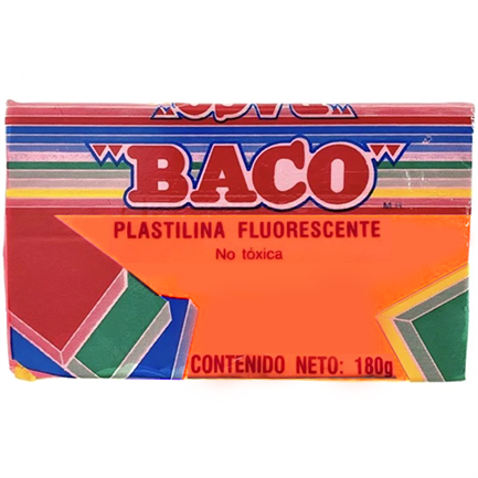 Plastilina Baco Marqueta No.65 Color Naranja Fluorescente 180gr - Artículos Promocionales MAS RECIO