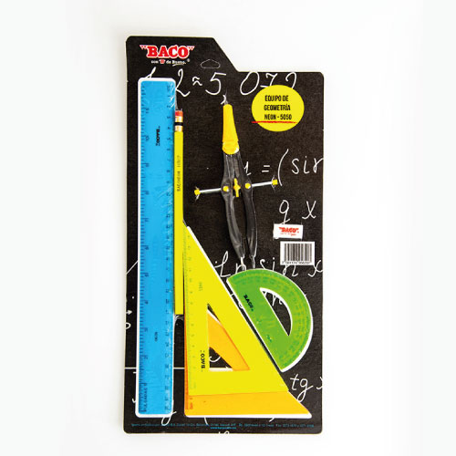 JUEGO DE GEOMETRIA BACO NEON 5050 COMPAS 600 - Vista 2