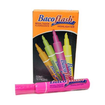 Resaltador bacoflash rosa c/12