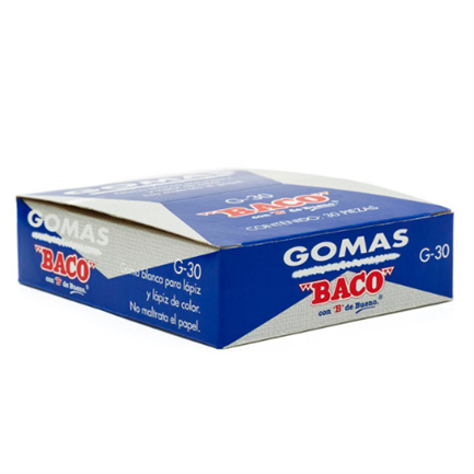 Borrador baco blanco p/lapiz mediano c/30 borradores