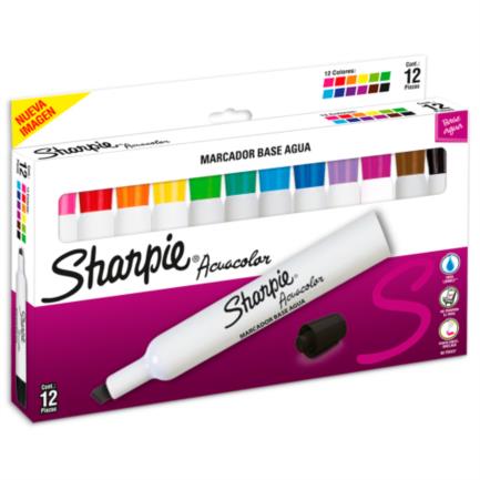 Marcador acuacolor sharpie base agua estuche c/12 pzas