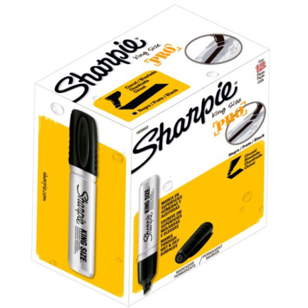 Marcador permanente sharpie king size negro punta cincel c/12 pzas