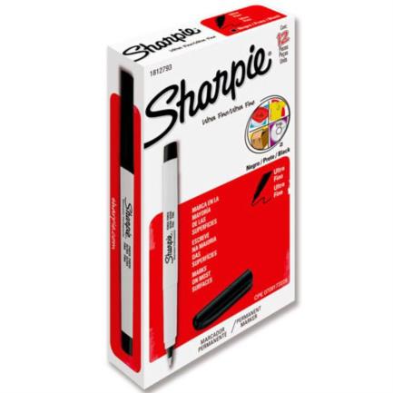 Marcador berol sharpie ultra fino negro c/12