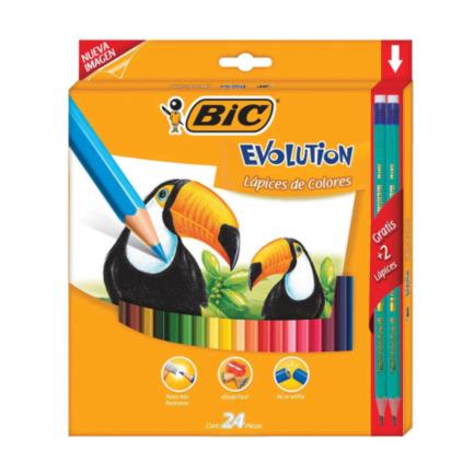 Colores bic evolution mina 3mm estuche c/24 pzas