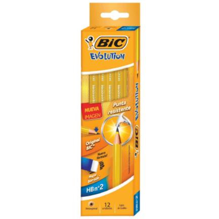 L&aacute;piz bic evolution hb2 hexagonal amarillo c/12 pzas