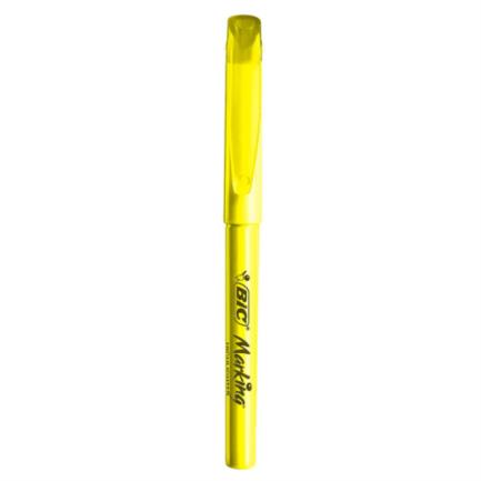 Marcador resaltador bic making punta cincel color amarillo fluorescente c/12 pzas