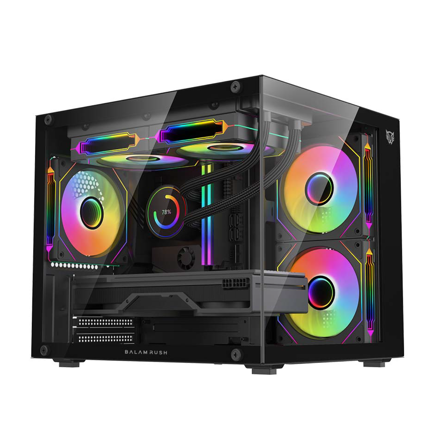 Gabinete Gamer Balam Rush Compact Mini Torre Tank Glow Plus 3700 Negro