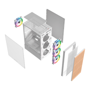 Gabinete Gamer Balam RushCompact Media Torre Dragonfly Wood GM580 Balam Rush / Blanco - Vista 9