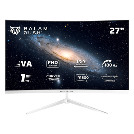 Monitor Gamer Balam Rush Curvo 27 VA / Andromeda MAG27Y Balam Rush Legend Blanco - Artículos Promocionales MAS RECIO