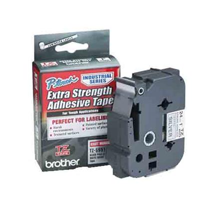 Cinta brother tzes951 laminada texto negro fondo plata mate 24mmx8m
