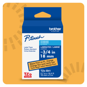 Cinta Laminada Brother Estandar Texto negro sobre cinta naranja fluorescente de 18mm x 5m - Vista 4
