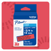 Cinta Laminada Brother Estandar Texto negro sobre cinta roja de 18mm x 8m - Vista 4