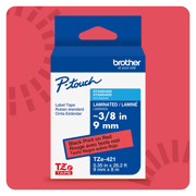Cinta Laminada Brother Estandar Texto negro sobre cinta roja de 9mm x 8m - Vista 4