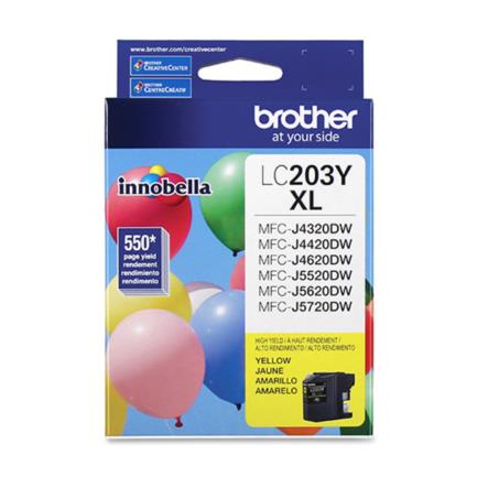 Tinta brother lc203y rendimiento 550 páginas mfcj4420dw/mfcj4620dw color amarillo