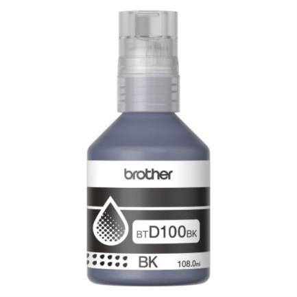 Botella de tinta brother de color negro de ultra alto rendimiento btd100bk de la serie inkbenefit tank imprime hasta 7500 paginas